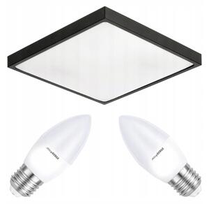 BERGE Stropné LED svietidlo LARI-S BLACK - 2xE27 IP20 + 2x E27 10W sviečka - neutrálna biela