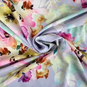 Metráž Šatovka Silky - Orchidea aquarel na fialovom