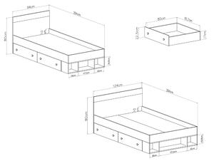 Jednolôžková posteľ s úložným priestorom Pixel Rozmer: 90x200