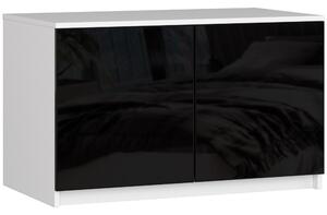 Ak furniture Nástavec na skriňu Star 90 cm biely/čierny lesk