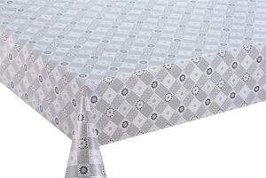 Obrus PVC 3581139, metráž, 20 m x 140 cm, kvetinový kaleidoskop čierno-biely, IMPOL TRADE