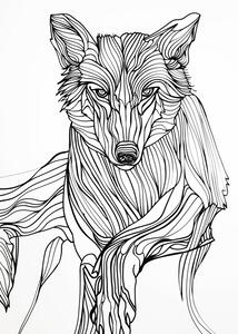Ilustrácia Lines art Wolf, Justyna Jaszke, (30 x 40 cm)