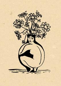 Ilustrácia Woman in vase, Raissa Oltmanns, (30 x 40 cm)