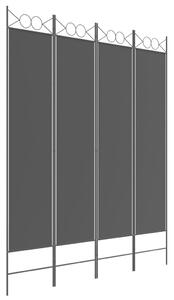 4-panelový paraván čierny 160x200 cm látkový