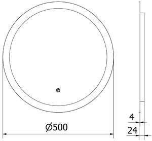 Mexen Oro, okrúhle LED podsvietené kúpeľňové zrkadlo 50 cm, 6000K, vykurovacia podložka proti zahmlievaniu, 9824-050-050-611-00