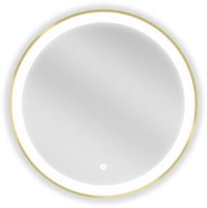 Mexen Esso, okrúhle LED podsvietené kúpeľňové zrkadlo 60 cm, 6000K, vykurovacia podložka proti zahmlievaniu, zlatý rám, 9825-060-060-611-50