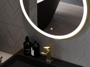 Mexen Esso, okrúhle LED podsvietené kúpeľňové zrkadlo 100 cm, 6000K, vykurovacia podložka proti zahmlievaniu, zlatý rám, 9825-100-100-611-50