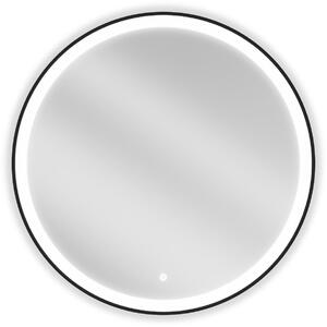 Mexen Esso, okrúhle LED podsvietené kúpeľňové zrkadlo 80 cm, 6000K, vykurovacia podložka proti zahmlievaniu, čierny rám, 9825-080-080-611-70