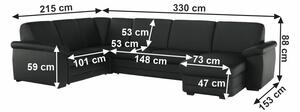 Rohová sedačka U s rozkladom a úložným priestorom Biter U L - čierna
