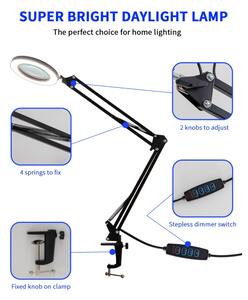 Brilagi - LED Stmievateľná stolná lampa s lupou LED/12W/5V 3000/4200/6000K čierna