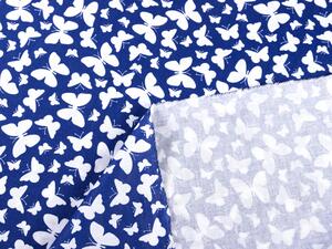 Biante Detský bavlnený záves Sandra SA-376 Biele motýliky na modrom 150x140 cm