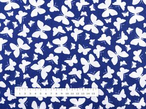 Biante Detské bavlnené posteľné obliečky do postieľky Sandra SA-376 Biele motýliky na modrom Do postieľky 90x120 a 40x60 cm