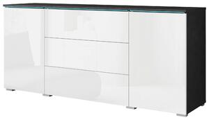 ŠIROKÁ KOMODA, antracitová, biela s vysokým leskom, 150/67,9/39,5 cm P & B - Predsieňové programy, Online Only