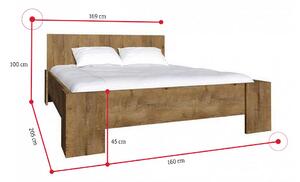 Manželská posteľ COLORADO + Sendvičový matrac MORAVIA + rošt,, 160x200 cm, dub truflový (šedý dub sonoma)
