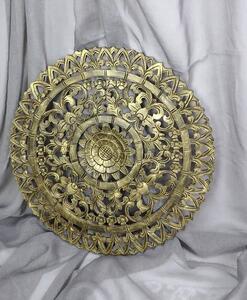 Závesná dekorácia MANDALA zlatá patina, 60 cm, drevo