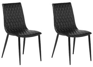 Sada 2 jedálenských stoličiek čierna umelá koža čalúnené stoličky prešívané operadlo bez opierok vintage dizajn