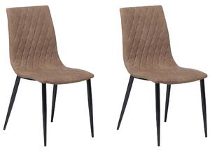 Sada 2 jedálenských stoličiek svetlohnedá umelá koža čalúnené stoličky prešívané operadlo bez opierok vintage dizajn