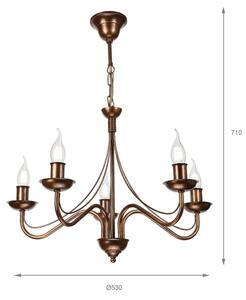 Luster na reťazi ANTON 5xE14/15W/230V bronzový