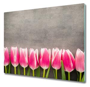 Sklenená doska na krájanie Ružové tulipány 60x52 cm