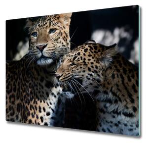 Sklenená doska na krájanie Dva leopardy 60x52 cm