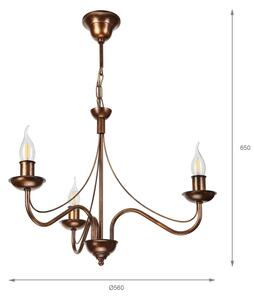 Luster na reťazi ANTON 3xE14/15W/230V bronzový