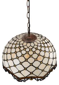 Brilagi - Tiffany vitražový luster na reťazi, slonovinový, 1xE27/60W/230V, pr. 40 cm