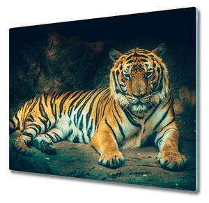 Sklenená doska na krájanie Tiger v jaskyni 60x52 cm