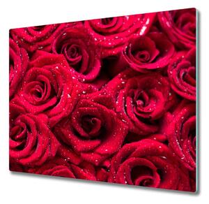 Sklenená doska na krájanie Kvapky na ružiach 60x52 cm