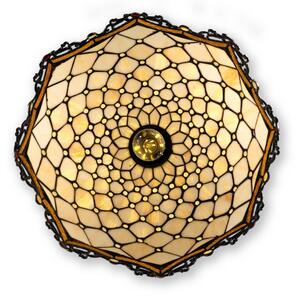 Brilagi - Tiffany vitražový luster na reťazi, slonovinový, 1xE27/60W/230V, pr. 40 cm