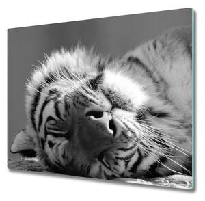 Sklenená doska na krájanie Ospalý tiger 60x52 cm