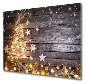 Sklenená doska na krájanie Osvetlený vianočný strom 60x52 cm