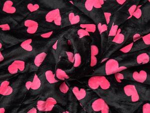 Obliečky mikroplyš RUŽOVÉ SRDCE čierne Rozmer obliečky: 70 x 90 cm | 140 x 200 cm
