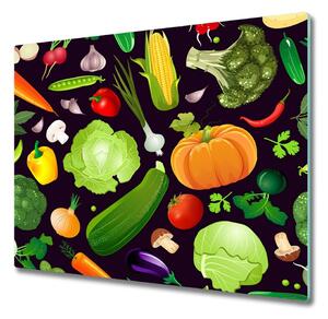 Sklenená doska na krájanie Farebné zeleniny 60x52 cm