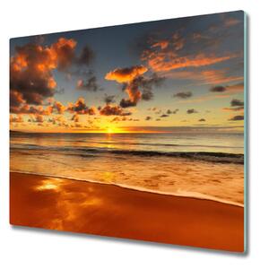 Sklenená doska na krájanie Pláž západu slnka 60x52 cm
