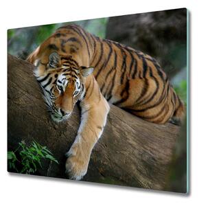 Sklenená doska na krájanie Tiger na strome 60x52 cm
