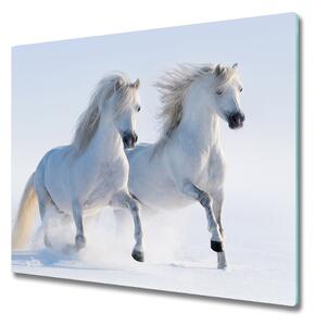 Sklenená doska na krájanie Dva kone v snehu 60x52 cm