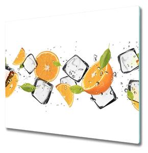 Sklenená doska na krájanie Pomaranče s ľadom 60x52 cm