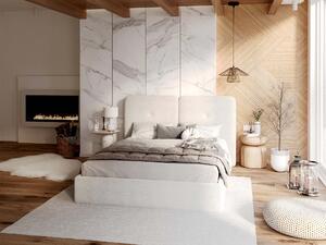 Čalúnená manželská posteľ Torbe s úložným priestorom - biela Rozmer: 140x200
