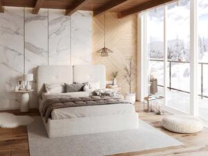Čalúnená manželská posteľ Torbe s úložným priestorom - biela Rozmer: 160x200