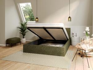 Čalúnená manželská posteľ Stuly s úložným priestorom - zelená Rozmer: 140x200