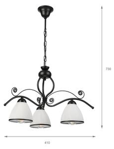 Luster na reťazi RETRO 3xE27/60W/230V čierna/biela