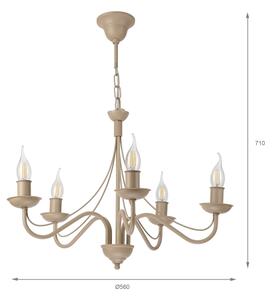 Luster na reťazi ANTON 5xE14/60W/230V béžový
