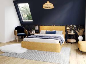 Čalúnená manželská posteľ Stuly s úložným priestorom - žltá Rozmer: 140x200
