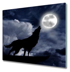 Sklenená doska na krájanie Vlk plný mesiac 60x52 cm