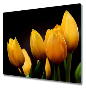 Sklenená doska na krájanie Žlté tulipány 60x52 cm