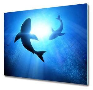 Sklenená doska na krájanie Dva žraloky 60x52 cm