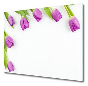 Sklenená doska na krájanie Fialové tulipány 60x52 cm