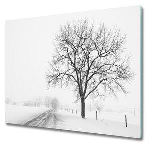 Sklenená doska na krájanie Zimné strom 60x52 cm