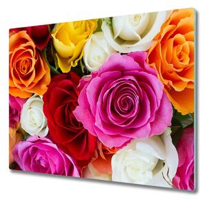 Sklenená doska na krájanie Farebné ruže 60x52 cm