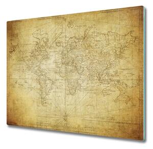 Sklenená doska na krájanie Stará mapa sveta 60x52 cm